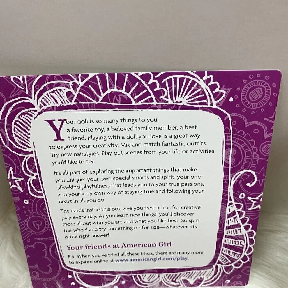 AMERICAN GIRL Truly Me Activity Box Games Dial Wheel Pick a Color Crafts Recipes